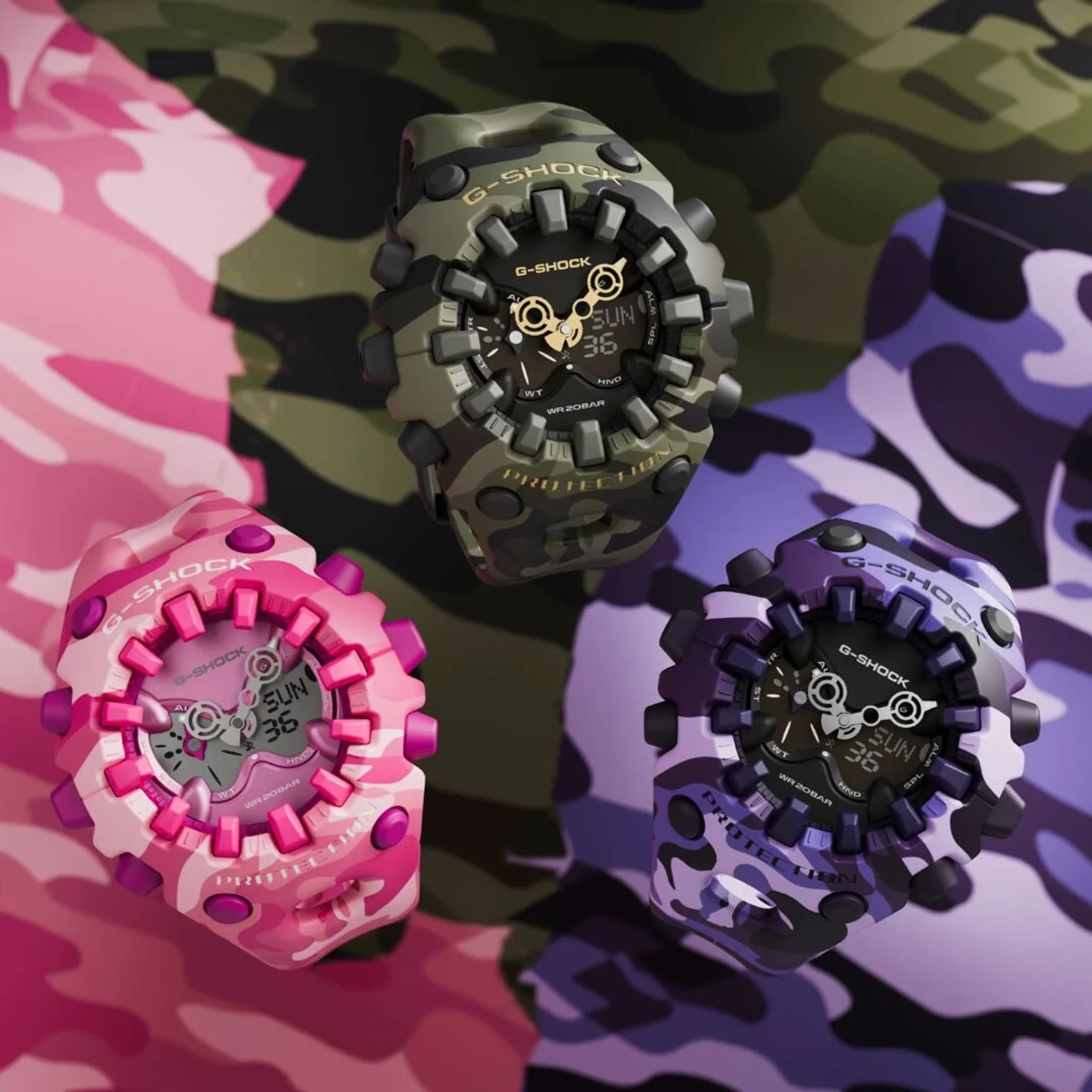 A G-Shock U.S. bővítette Bold Camo kínálatát A GAV01CMG-4A és GAV01CMG-6A modell képe