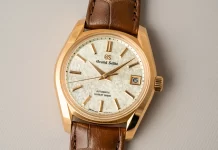 Grand Seiko SBGH376: sárga arany tok, zöld számlap