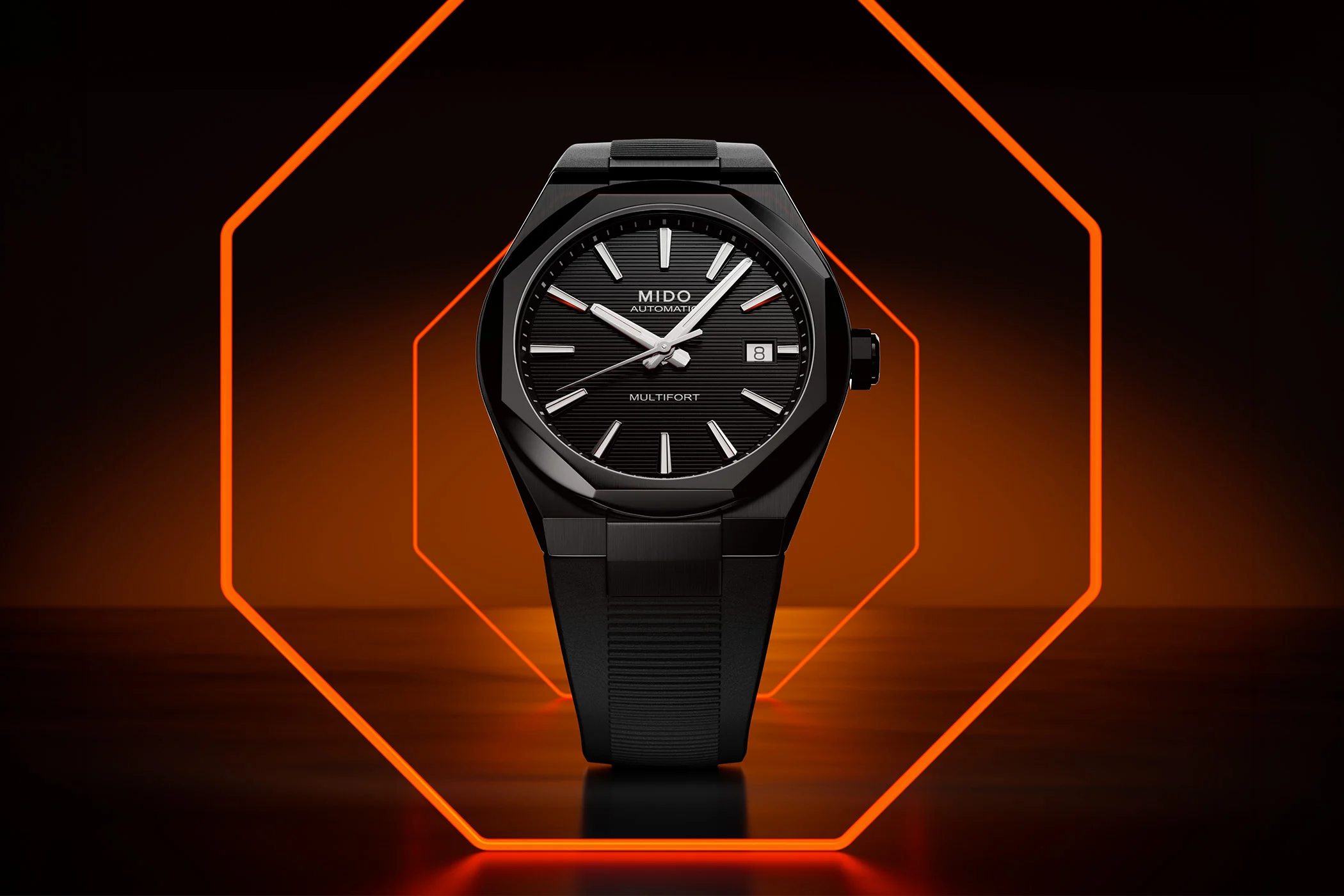 Mido Multifort 8 One Crown fekete PVD kivitelben