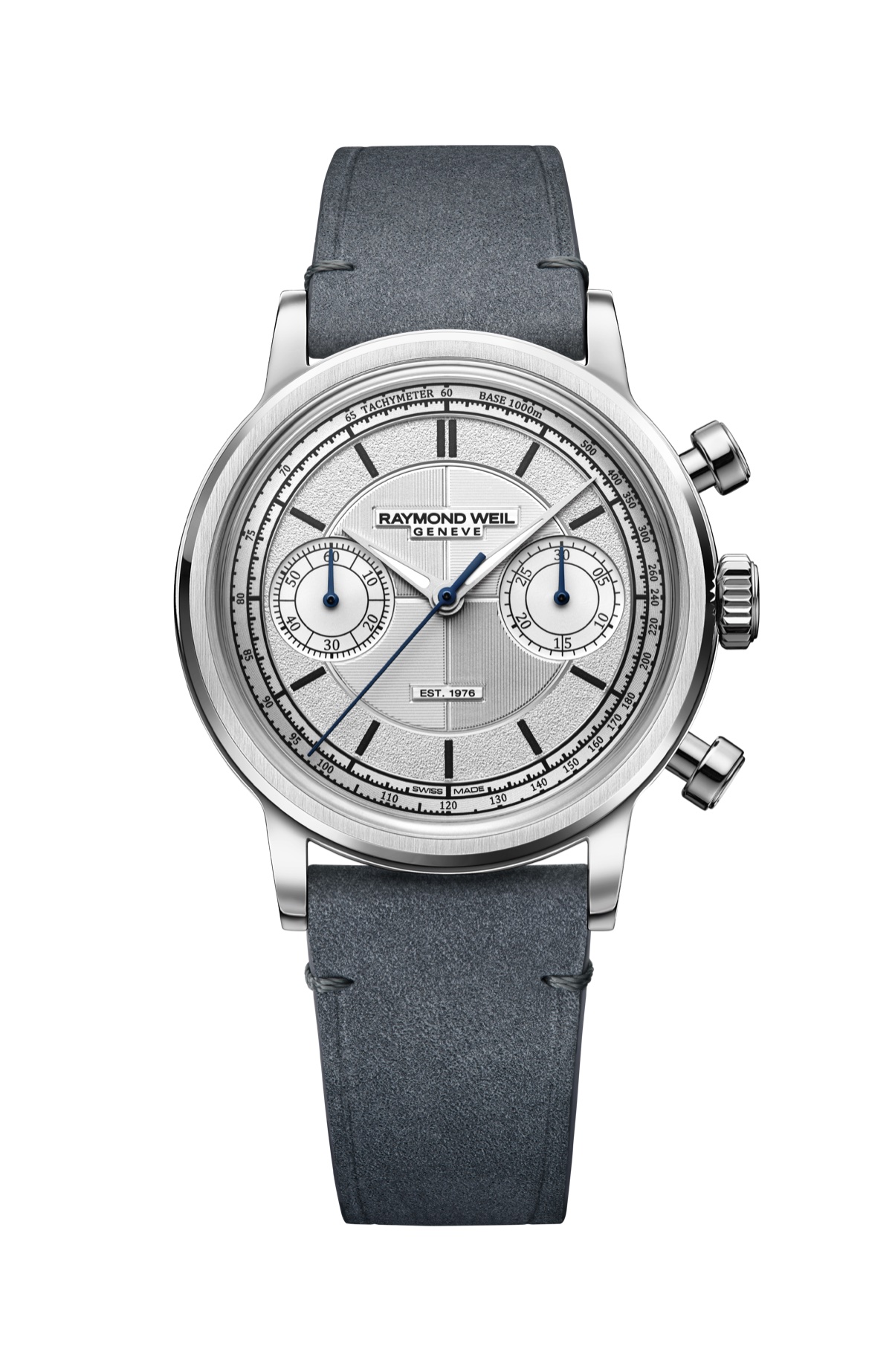 Raymond Weil Millesime „The Fifty”: jubileumi kronográf egy felújított Valjoux szerkezettel Millesime 'The Fifty' Bi-Compax Chronograph Silver Sector Dial Watch, 37 mm