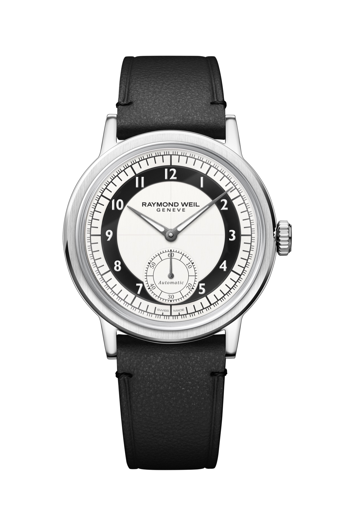 Millesime Men's Automatic Small Seconds Tuxedo Black and White Dial Watch, 39 mm
