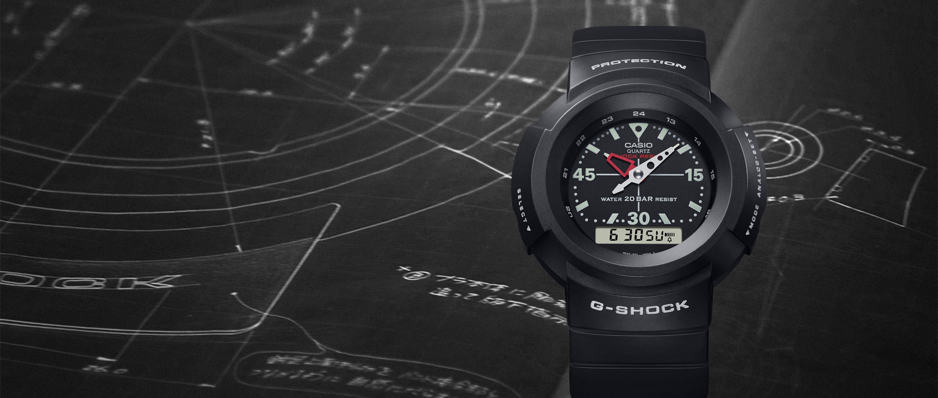 G-Shock AW-500, az első analóg-digitális G-Shock 1989-ből