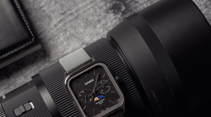 Holdfázis Casio-áron – MTP-M305M-1AVER milánói fémszíjjal Casio MTP-M305M-1AVER fekete számlapos holdfázisos karóra a Casio gyártói fotóján