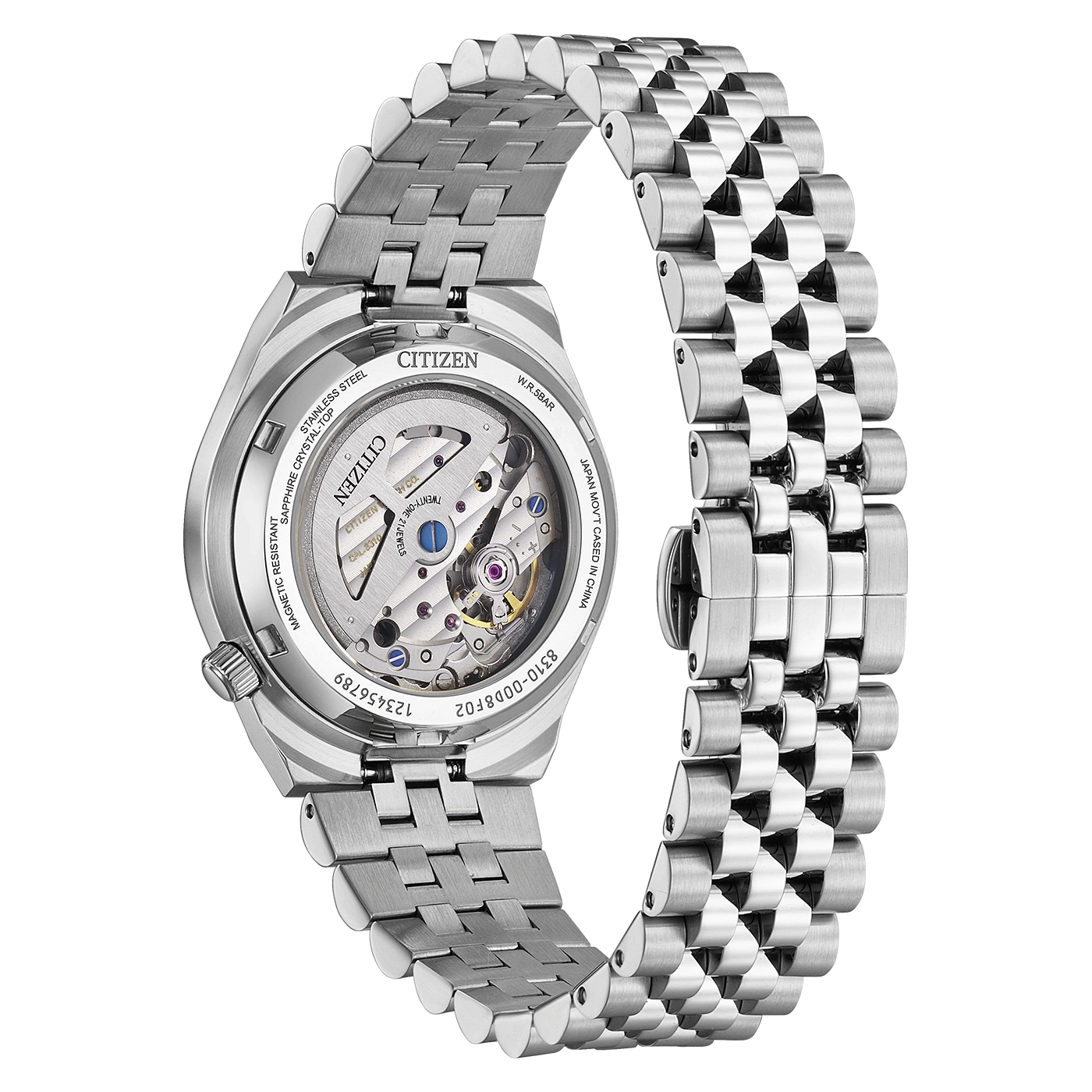 A Citizen Tsuyosa 60 NK0030-51X üveg hátlapja a 8310-es kaliberrel