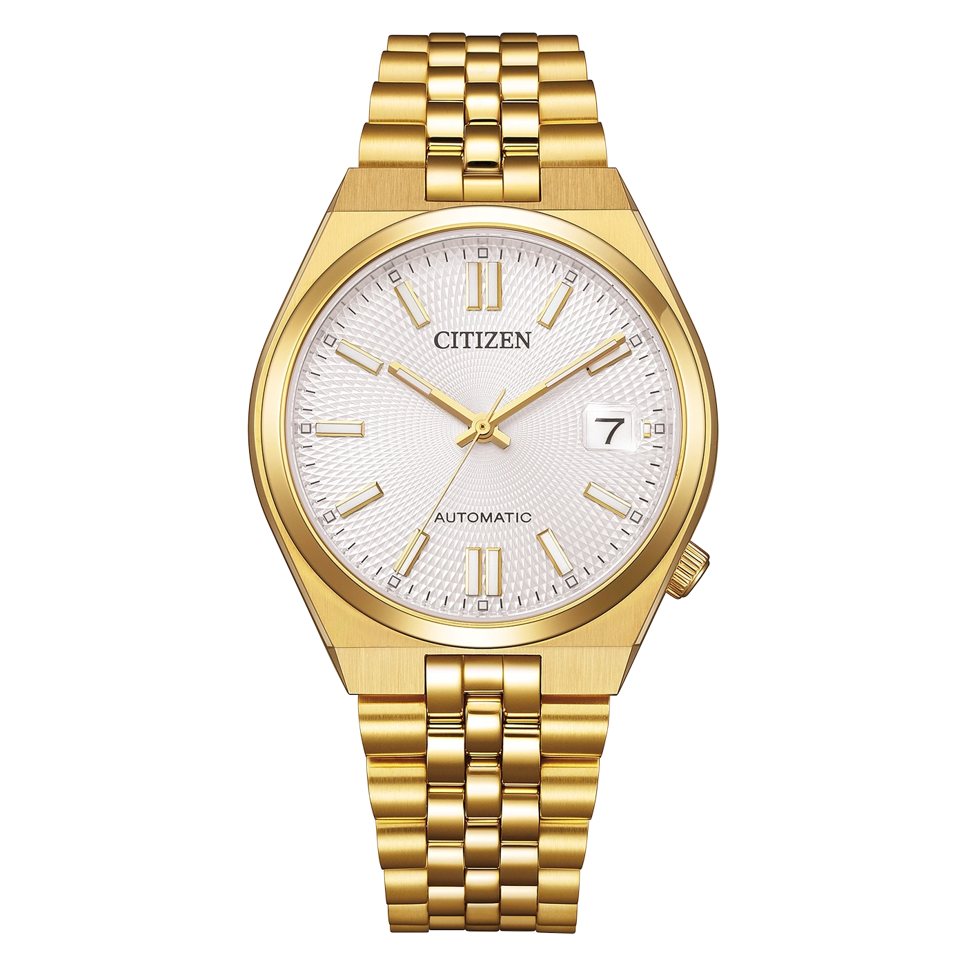 Aranyozott Citizen Tsuyosa 60 NK0032-56A ezüst számlappal, 37 mm