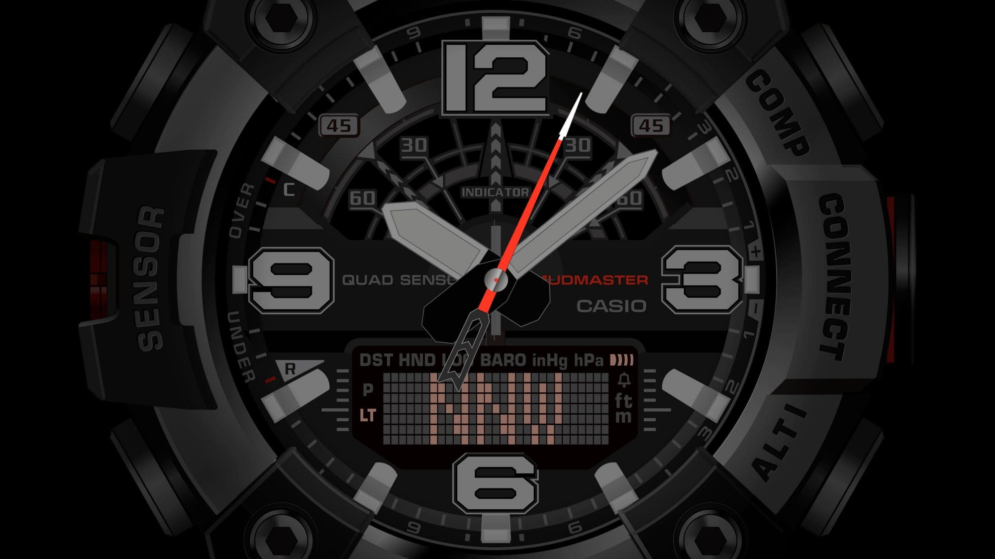 G-Shock Mudmaster GG-B100XM: acél lünettát kapott a sár ura Iránytű kijelzés a GG-B100XM-en