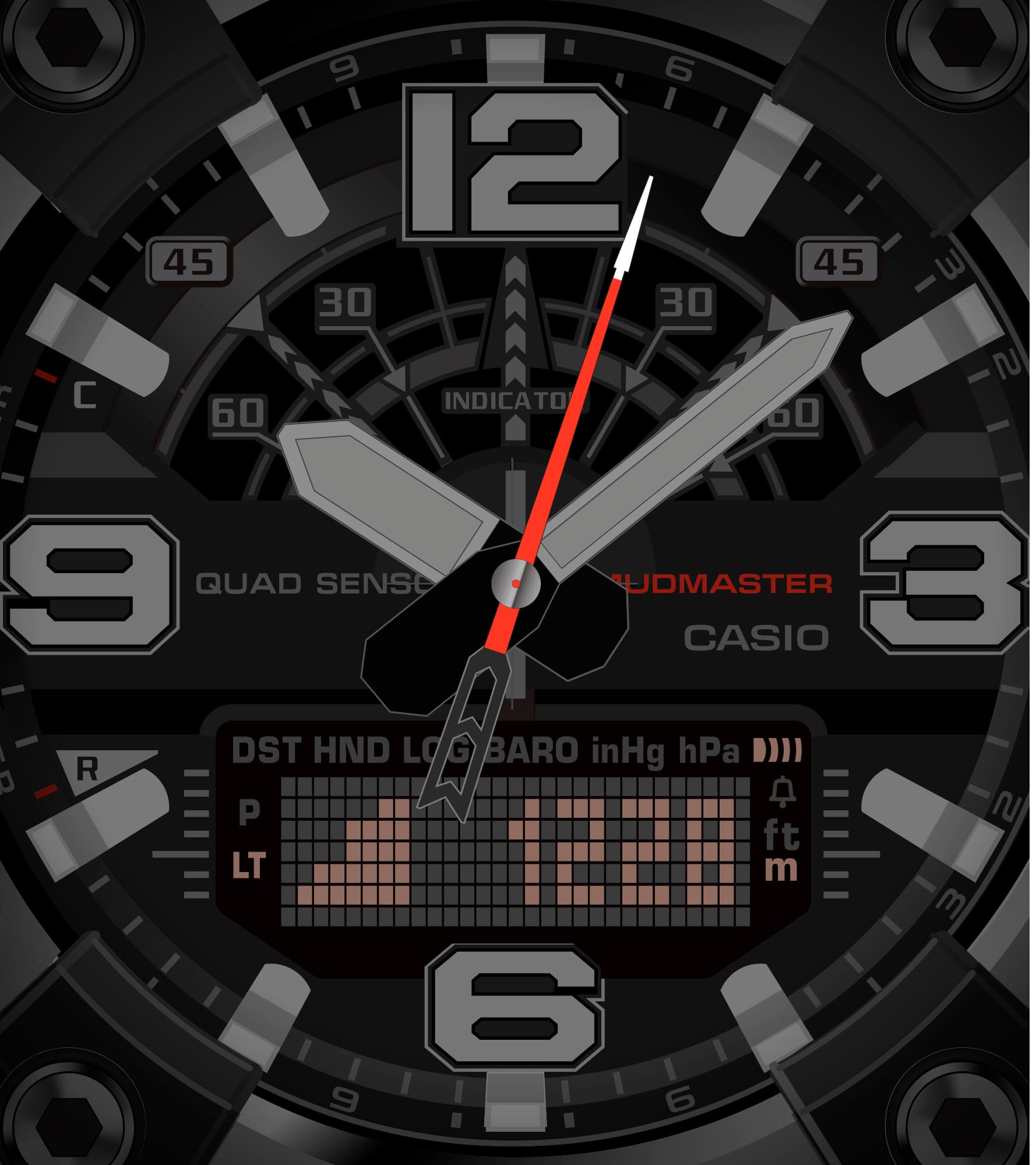 G-Shock Mudmaster GG-B100XM: acél lünettát kapott a sár ura Magasságmérő kijelzés a GG-B100XM-en