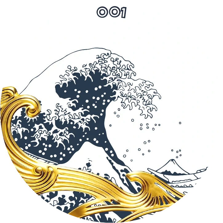 UNDONE Aquadeep The Great Wave - Visszatért és most aranyfüstre épül Hokuszai nagy hulláma A sorszámmal nyomott hátlapüveg