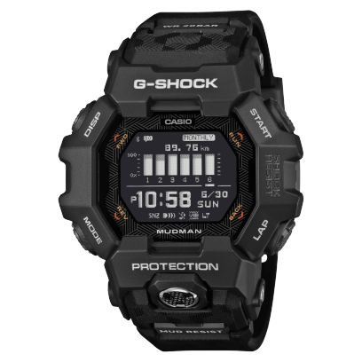 A teljesen fekete G-Shock Mudman GDG-B100-1 szemből