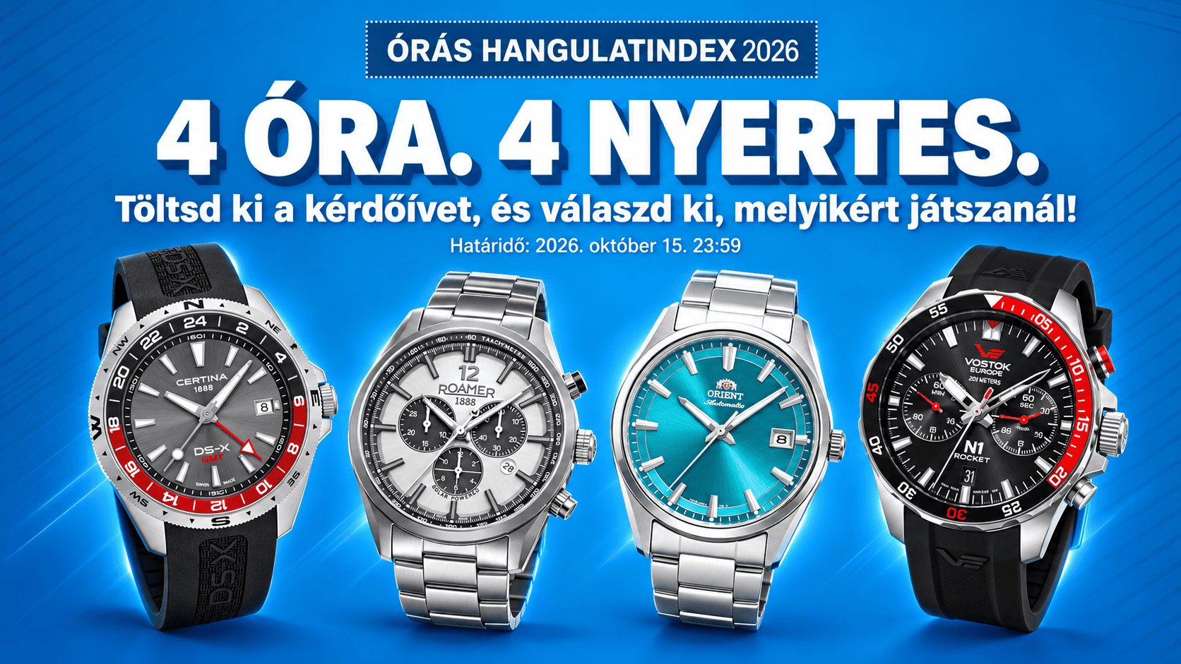 Órás hangulatindex 2026 – 4 óra, 4 nyertes