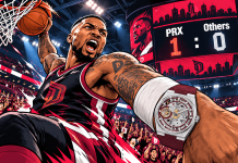 Dame Time a zsebben: áttört, kézi felhúzású PRX Damian Lillardnak Damian Lillard és a Tissot PRX Skeleton Special Edition kosárlabdás képregényillusztráción
