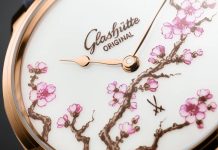 Glashütte Original Senator Meissen „Cherry Blossom”: kézzel festett porcelán számlap vörösarany tokban GLASHÜTTE ORIGINAL Senator Meissen Cherry Blossom