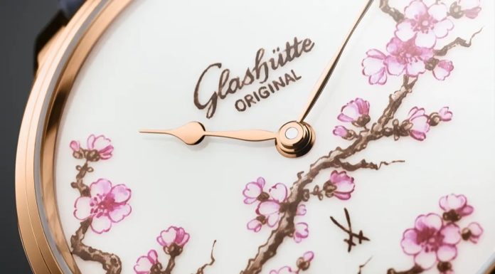 Glashütte Original Senator Meissen „Cherry Blossom”: kézzel festett porcelán számlap vörösarany tokban GLASHÜTTE ORIGINAL Senator Meissen Cherry Blossom