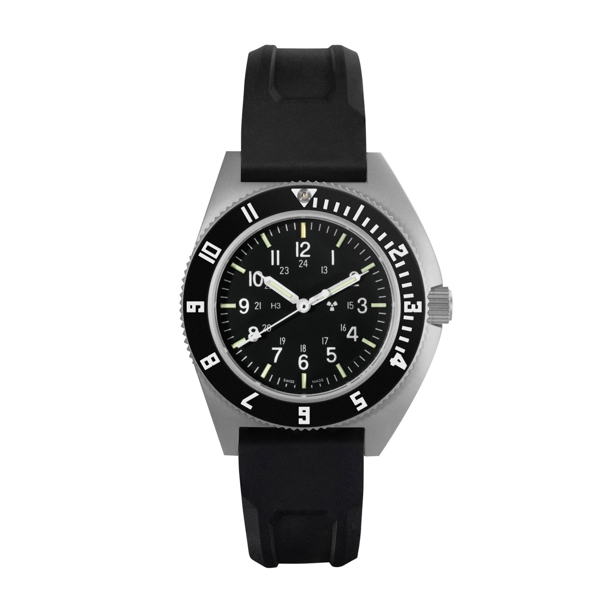 41mm Steel Navigator (SSNAV) on Black 3-Piece Rubber Strap Kit