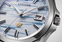 Indigóval festett washi papír a számlapon: 200 darabos The CITIZEN érkezik The CITIZEN AQ4090-08A The CITIZEN New Limited-Edition Indigo Washi Paper Dial Model with Captivating Mist-like Patterns