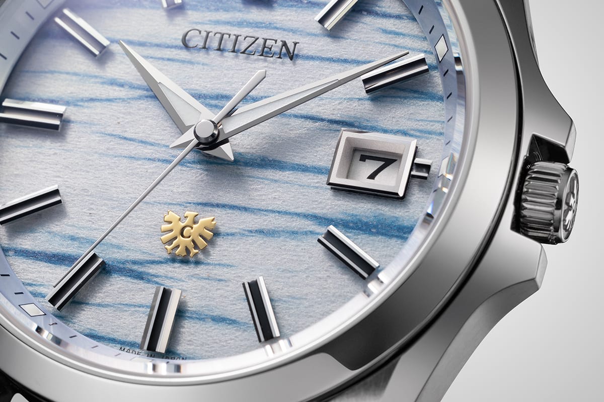 Indigóval festett washi papír a számlapon: 200 darabos The CITIZEN érkezik The CITIZEN AQ4090-08A The CITIZEN New Limited-Edition Indigo Washi Paper Dial Model with Captivating Mist-like Patterns